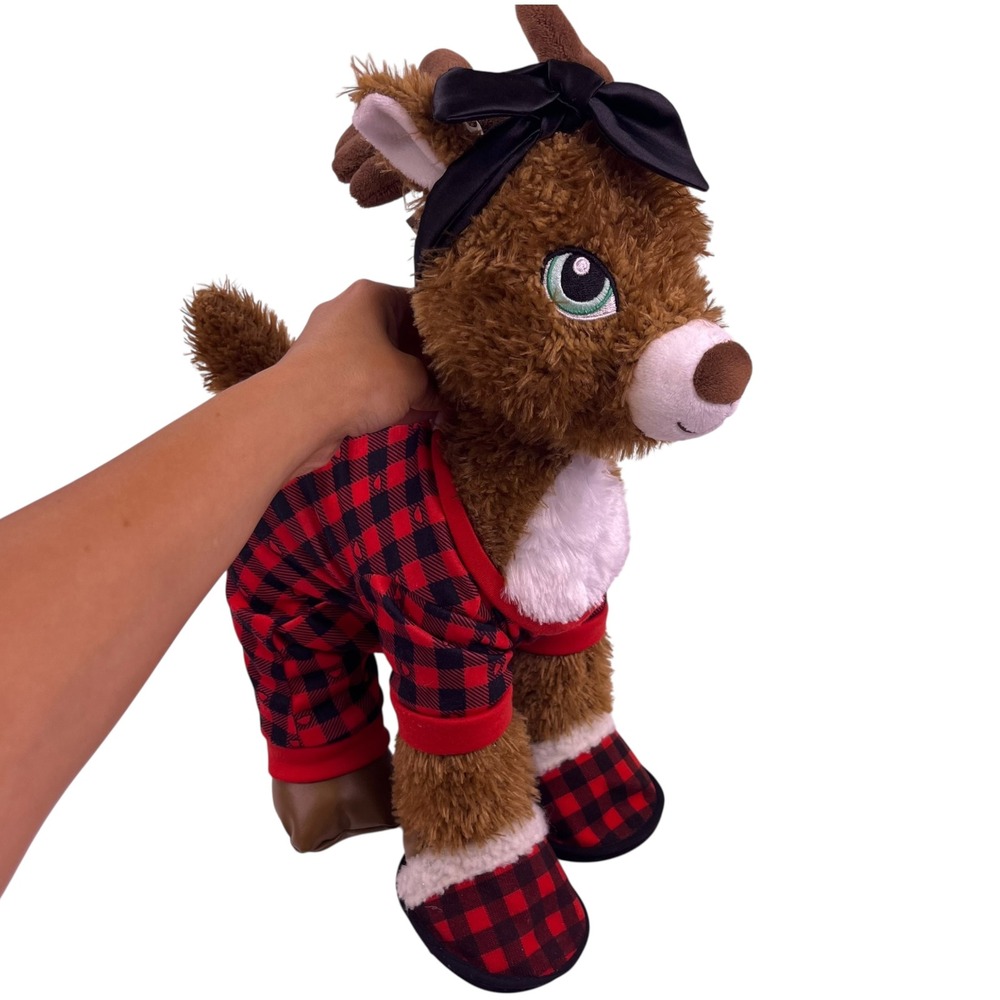 Build-A-Bear Workshop Reindeer Plush Stuffed animal with Pajamas Bow NWT
